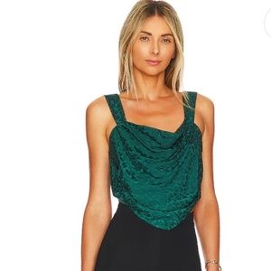 NWT Lovers & Friends Cheyanne Bustier Crop Top Dark Jade Green Leopard Size M